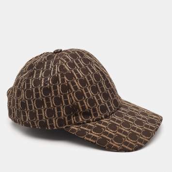 Pre Owned CH Carolina Herrera Brown Logo Canvas Baseball Cap 