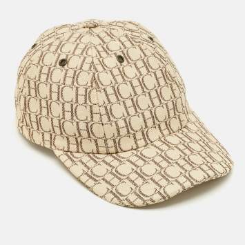 مملوكة مسبقًا CH Carolina Herrera Beige Monogram Canvas Baseball Cap M