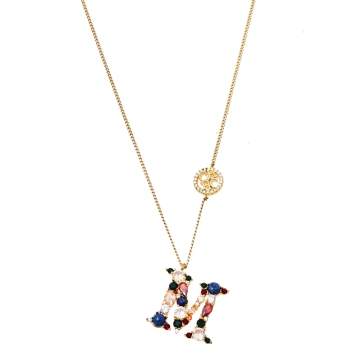 Pre Owned Carolina Herrera ABCH Crystal Letter M Pendant Necklace
