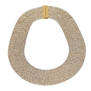 Pre Owned Carolina Herrera Gold Tone Crystal Mesh Band Necklace