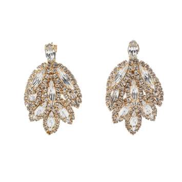 Pre Owned Carolina Herrera Crystal Gold Tone Chandelier Earrings