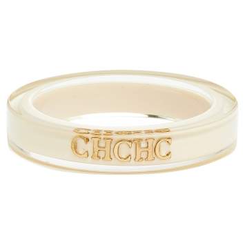 Pre Owned CH Carolina Herrera White Resin Bangle Bracelet