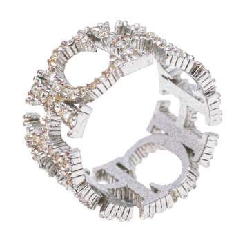 Pre Owned Carolina Herrera Crystal Between the Line Ring Size EU 54