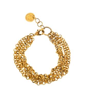 Pre Owned CH Carolina Herrera Gold Tone Multi Chain Bracelet