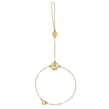 Pre Owned CH Carolina Herrera Gold Tone Logo Finger Attached Bracelet 