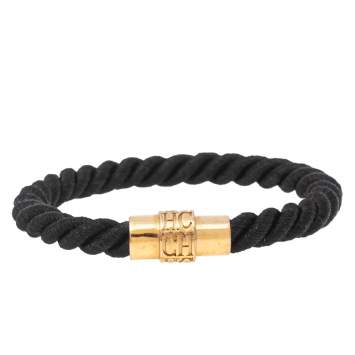 Pre Owned CH Carolina Herrera Gold Tone Braided Tube Bracelet