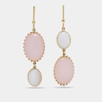 Pre Owned  CH Carolina Herrera Gold Tone Glass Stone Asymmetrical Drop Earrings