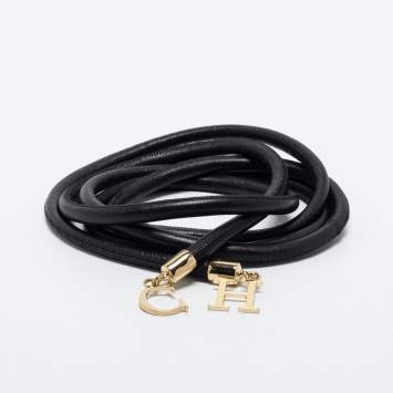 Pre Owned CH Carolina Herrera Black Wrap Around Logo Waist Belt