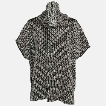 CH Carolina Herrera Monochrome Logo Intarsia Knit neck Wrap Detail Pullover S