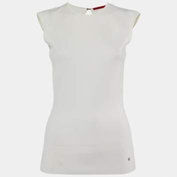 CH Carolina Herrera Off White Knit Open Back Top XS