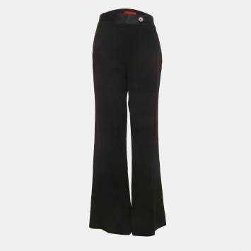 CH Carolina Herrera Black Crepe Broach Detailed Flared Trousers S
