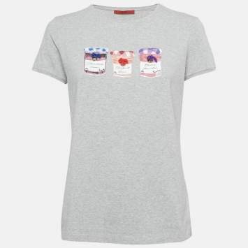 Pre Owned CH Carolina Herrera Grey Printed Cotton T-shirt M