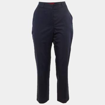 مملوكة مسبقًا CH Carolina Herrera Navy Blue Cotton Trousers S