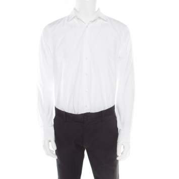 Pre Owned CH Carolina Herrera White Cotton Long Sleeve Button Front Shirt XL