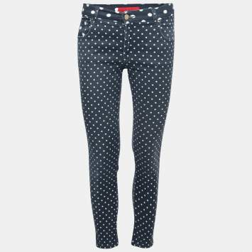 Pre Owned CH Carolina Herrera Blue Polka Dotted Denim Slim Fit Jeans S 