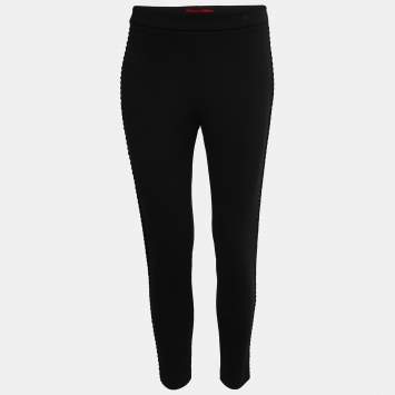 Pre Owned CH Carolina Herrera Black Side Detail Tapered Leg Pants M