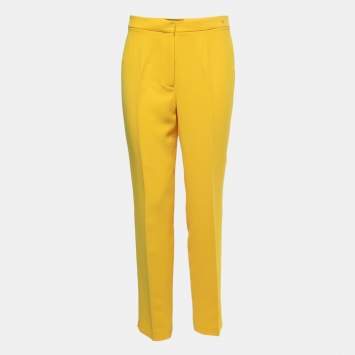 Pre Owned CH Carolina Herrera Yellow Crepe Tapered Trousers S