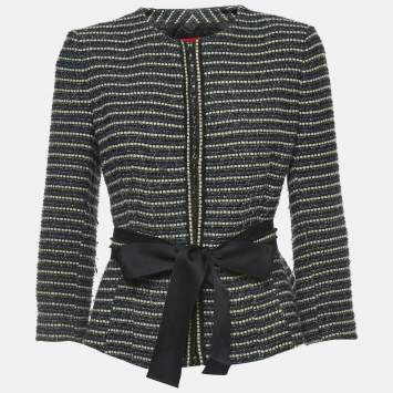 مملوكة مسبقًا CH Carolina Herrera Navy Blue/Black Tweed Jacket M