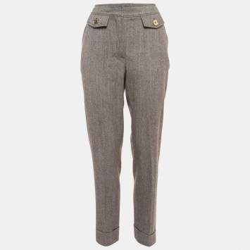 Pre Owned CH Carolina Herrera Brown Wool Blend Trousers M