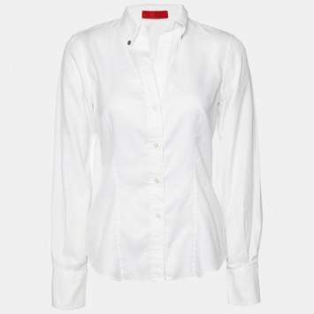 Pre Owned CH Carolina Herrera White Cotton Button Front Shirt M