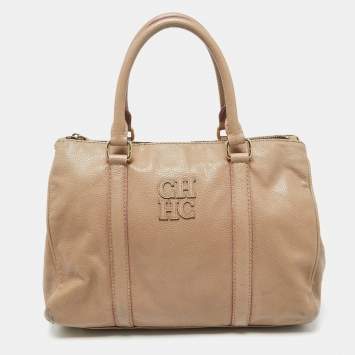 Pre Owned CH Carolina Herrera Beige Leather Matteo Satchel