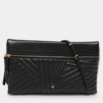 Pre Owned CH Carolina Herrera Black Quilted Leather Crossbody Bag