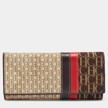 Pre Owned CH Carolina Herrera Multicolor Monogram Canvas and Leather Continental Wallet