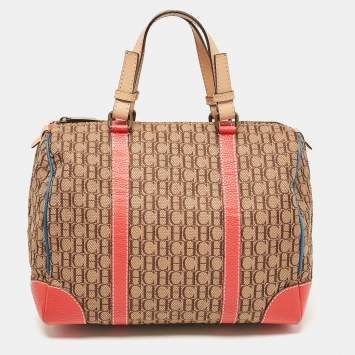 Pre Owned CH Carolina Herrera Multicolor Monogram Canvas and Leather Andy Boston Bag
