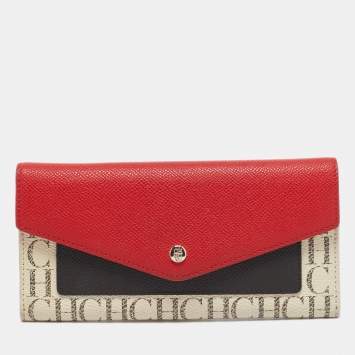 Pre Owned CH Carolina Herrera Multicolor Monogram Coated Canvas and Leather Trifold Wallet