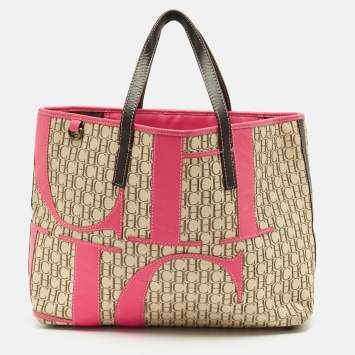 Pre Owned CH Carolina Herrera Tricolor Monogram Canvas and Leather Shopper Tote