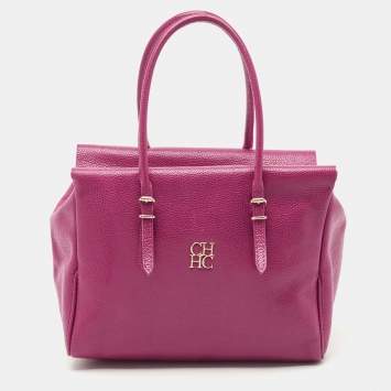 Pre Owned CH Carolina Herrera Fuchsia Leather Tempo Collection Adagio Tote