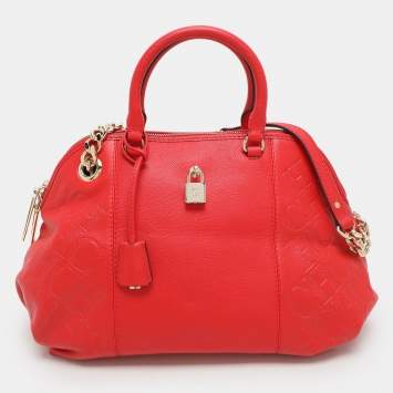 CH Carolina Herrera Red Leather Dahlia Satchel