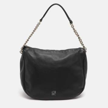 Pre Owned CH Carolina Herrera Black Leather Hobo