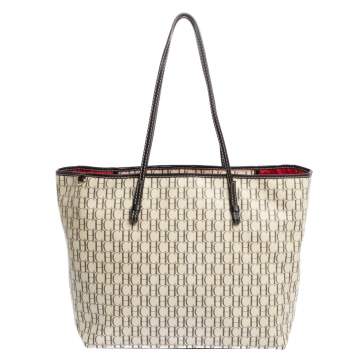 Pre Owned CH Carolina Herrera Beige/Brown Monogram PVC Shopper Tote