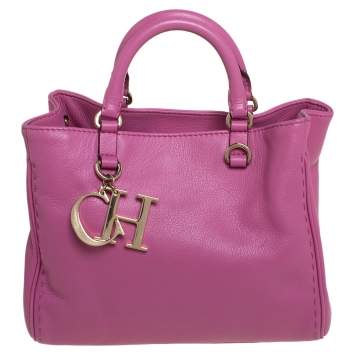 مملوكة مسبقًا Carolina Herrera Pink Leather Charm Tote