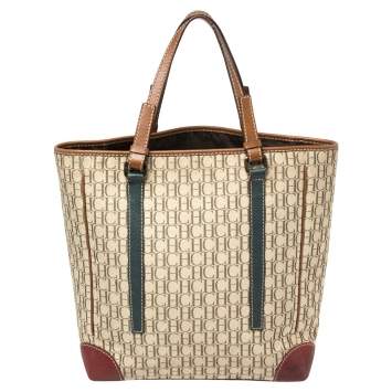 Pre Owned Carolina Herrera Multicolor Canvas and Leather Tote