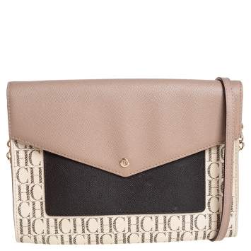 Pre Owned Carolina Herrera Monogram Coated Canvas Envelope Crossbody Bag