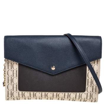 مملوكة مسبقًا Carolina Herrera Multicolor Monogram Canvas And Leather Flap Shoulder Bag