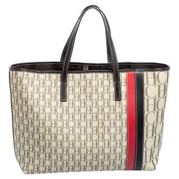 Pre Owned CH Carolina Herrera Multicolor Monogram Canvas and Leather Shopper Tote