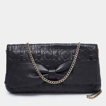 Pre Owned CH Carolina Herrera Black Leather Audrey Shoulder Bag