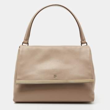 Pre Owned CH Carolina Herrera Beige Leather Top Handle Bag