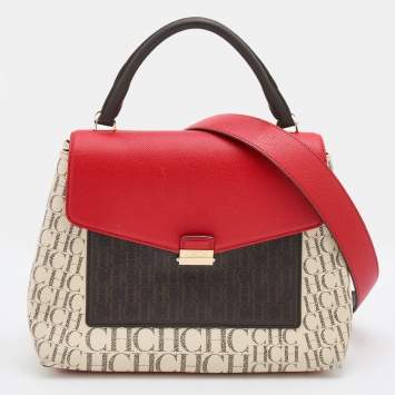 Pre Owned CH Carolina Herrera Multicolor Monogram Coated Canvas Top Handle Bag