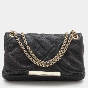 Pre Owned CH Carolina Herrera Black Quilted Leather Flap Chain Shoulder Bag