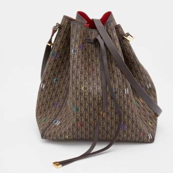 Pre Owned CH Carolina Herrera Brown Monogram Coated Canvas Bucket Bag