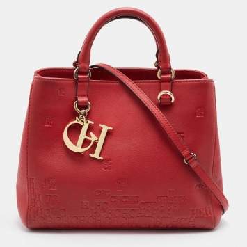 Pre Owned CH Carolina Herrera Red Leather Tote