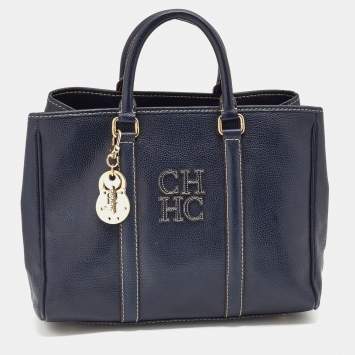 Pre Owned CH Carolina Herrera Blue Leather Andy Tote