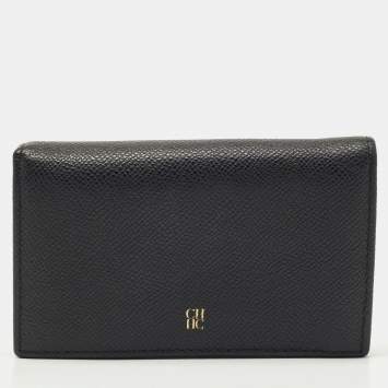 Pre Owned  CH Carolina Herrera Black Leather Bifold Wallet