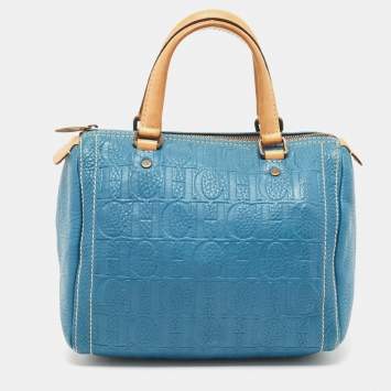Pre Owned CH Carolina Herrera Teal Blue Leather Andy Boston Bag