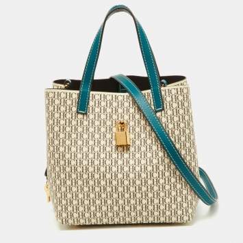 Pre Owned CH Carolina Herrera Tri Color Signature Coated Canvas and Leather Matryoshka Padlock Tote