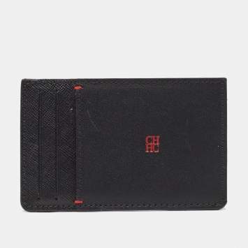 Pre Owned CH Carolina Herrera Black Leather ID Card Holder
